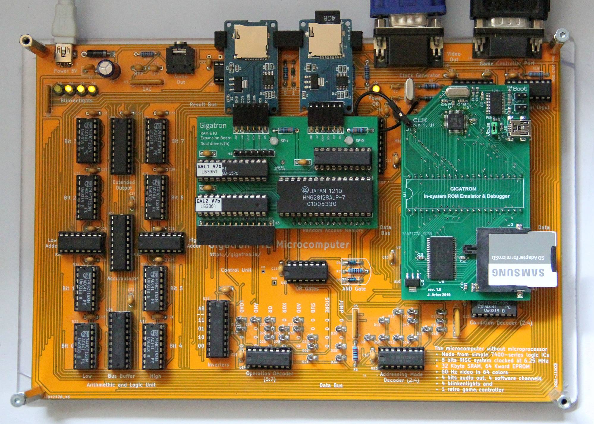 Gigatron with EPROM emulator and debugger